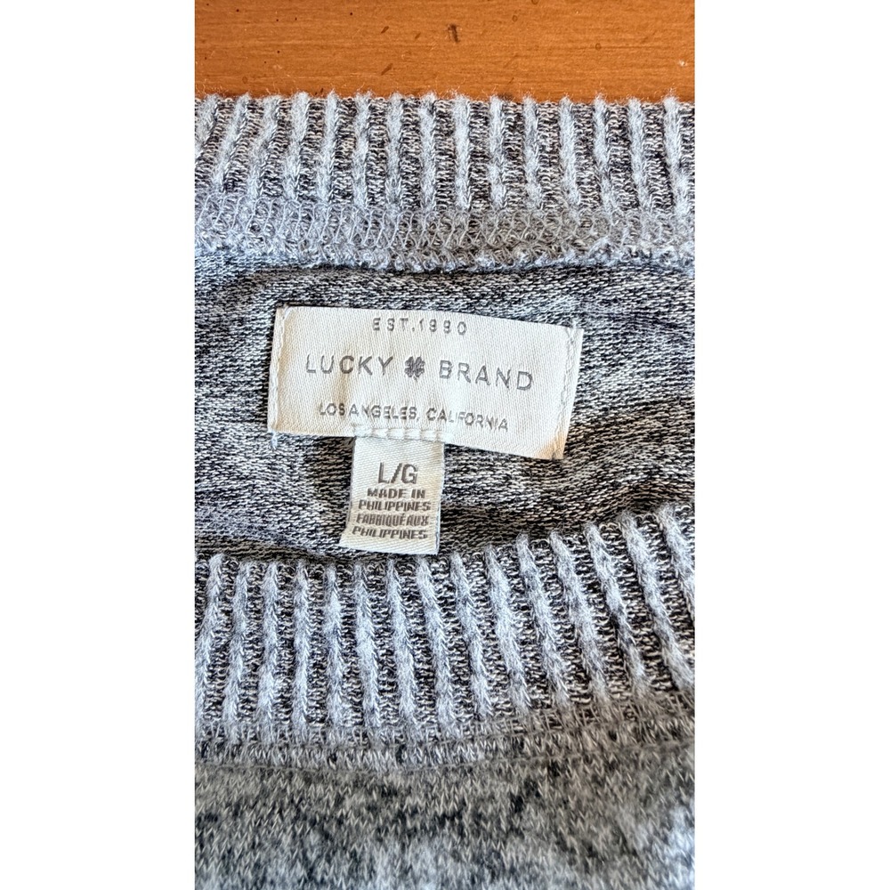 Lucky Brand Womens Heathered Grey Long Sleeve Crewneck Knit Sweater Large - Picture 3 of 10